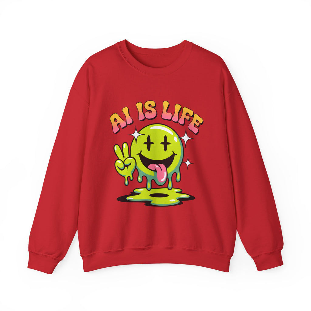 AI IS LIFE  " Happy Glitch "  Unisex Heavy Blend™ Crewneck Sweatshirt