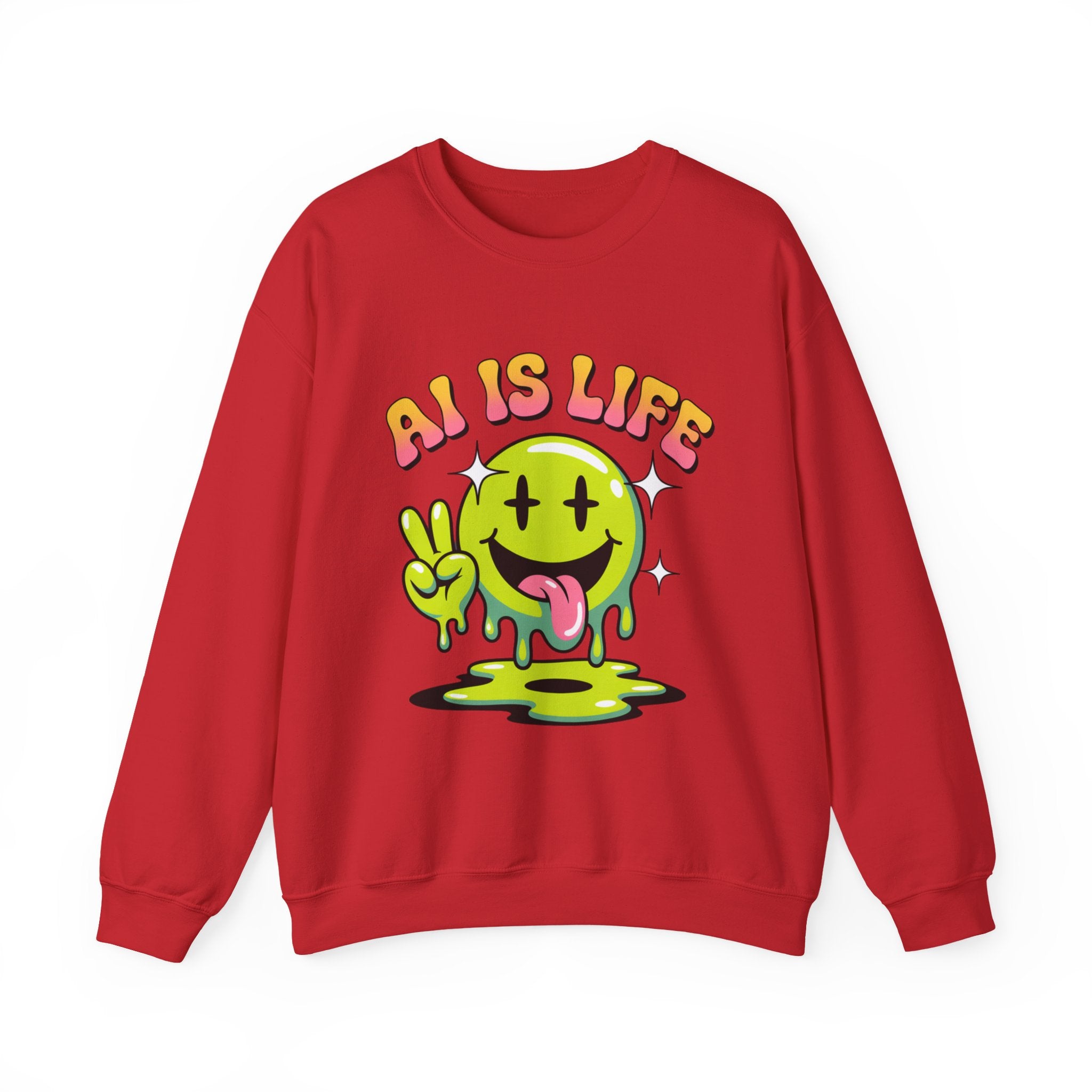 AI IS LIFE  " Happy Glitch "  Unisex Heavy Blend™ Crewneck Sweatshirt