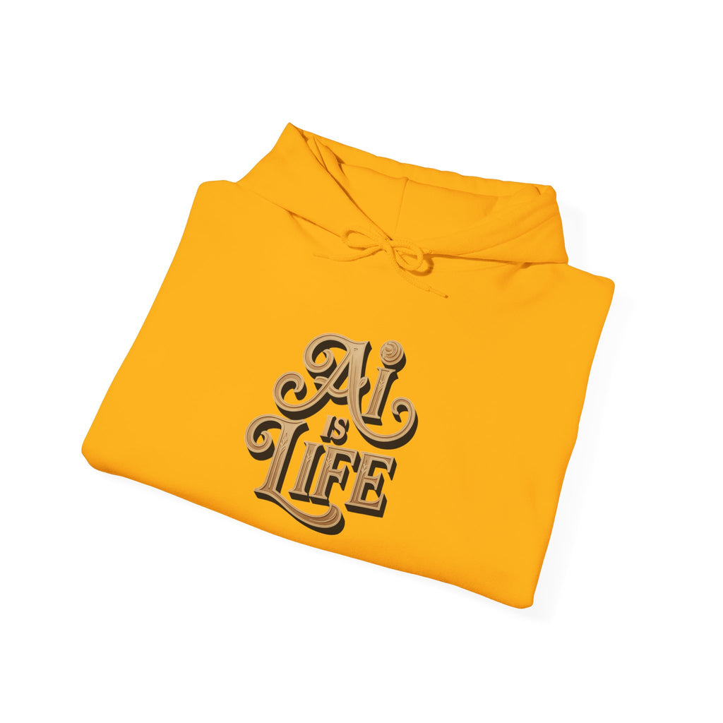 AI IS LIFE  "Golden Neuralwave"  Unisex Heavy Blend™ Hooded Sweatshirt