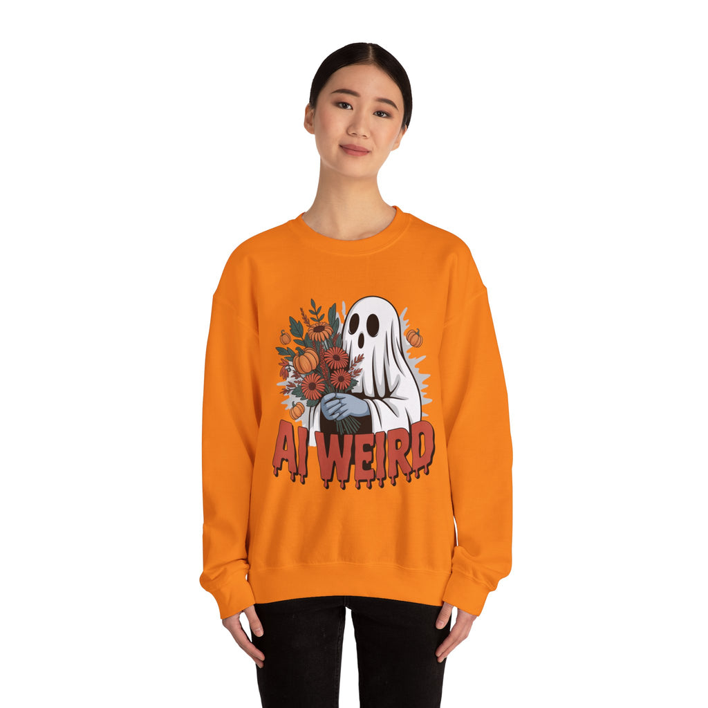 AI Weird "Glitch Garden  Ghost" Unisex Garment-Dyed Sweatshirt