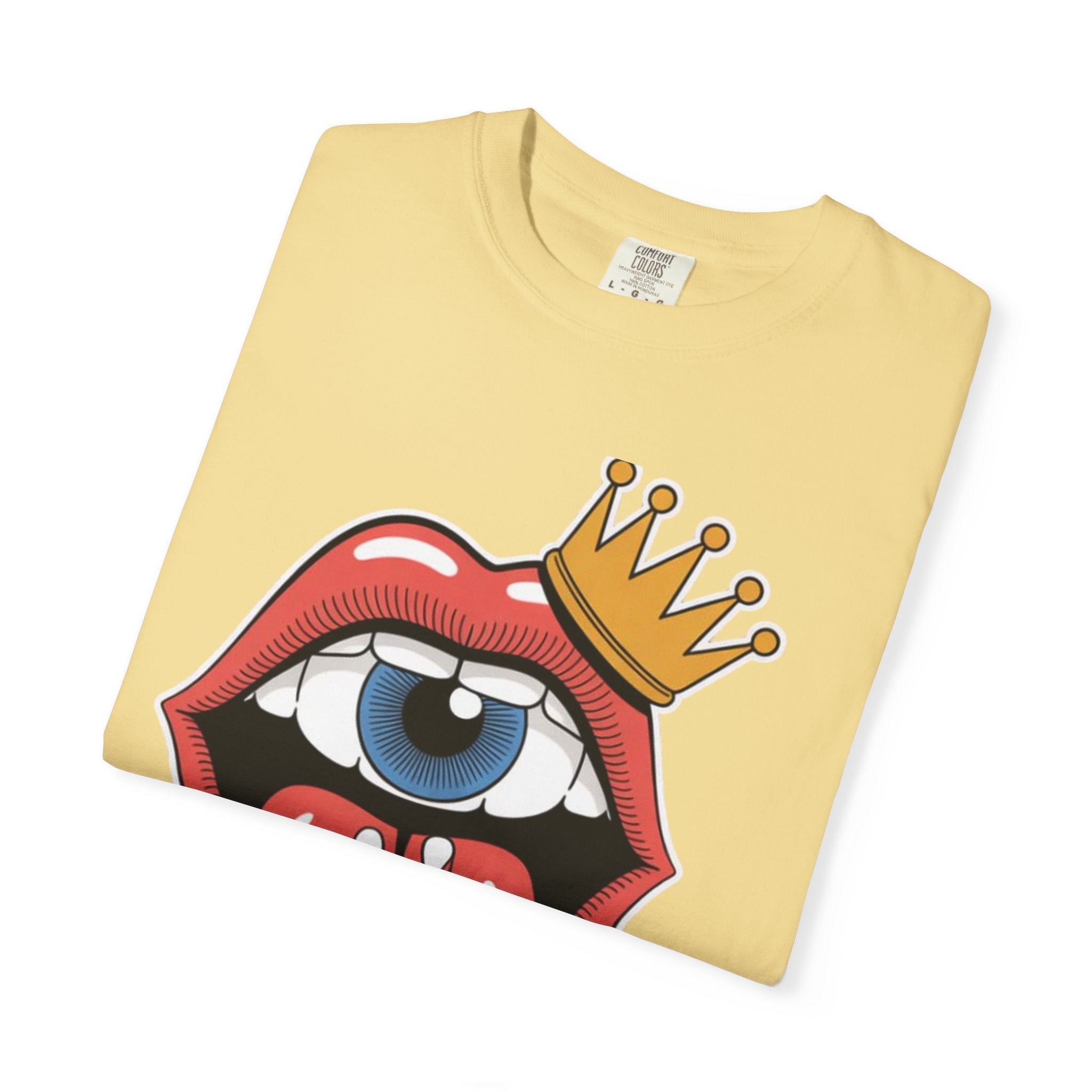 AI Weird Graphic T-Shirt — Crown Quirky Eye & "RETRO CROWNED MOUTH"
