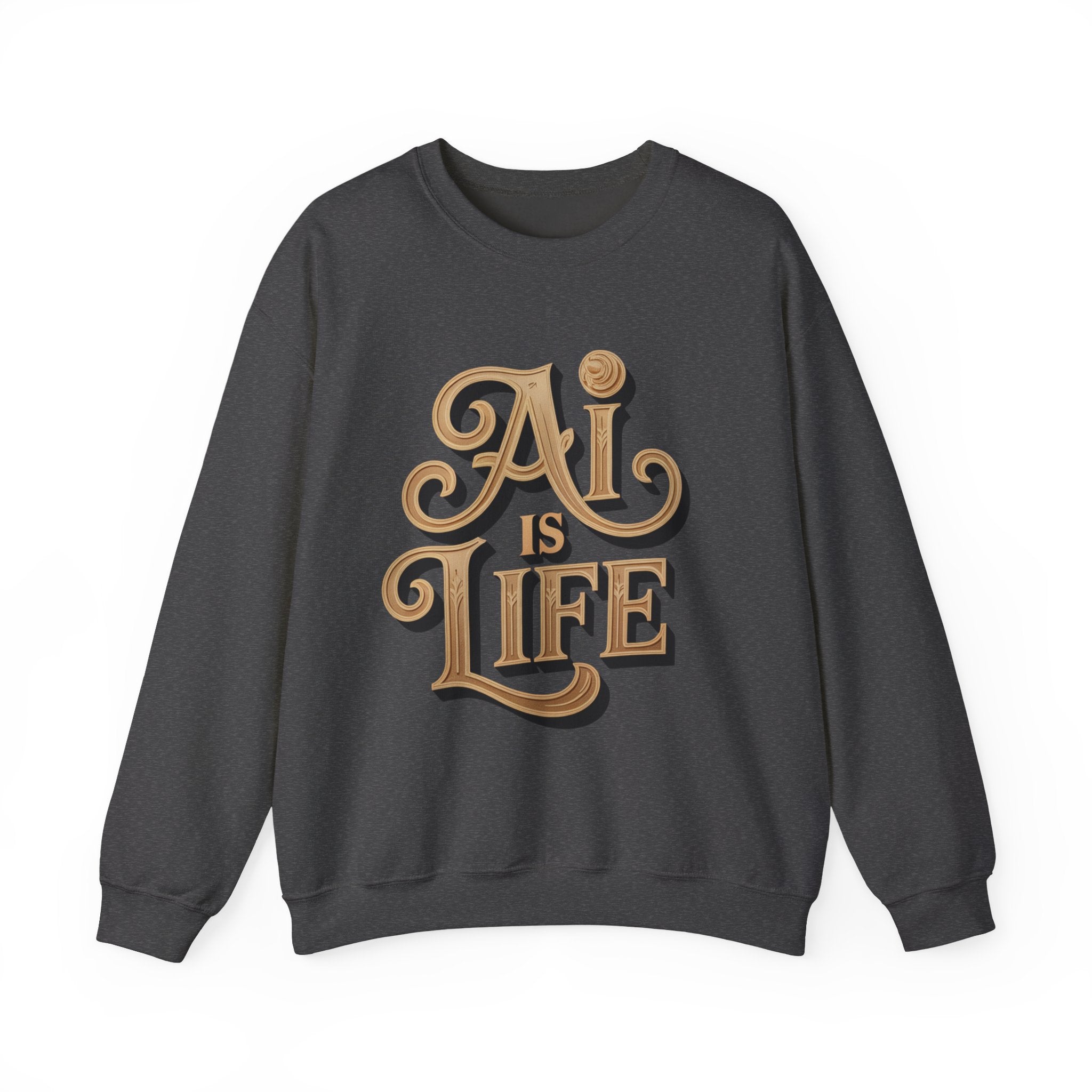 AI IS LIFE  "Golden Neuralwave"  Unisex Heavy Blend™ Crewneck Sweatshirt