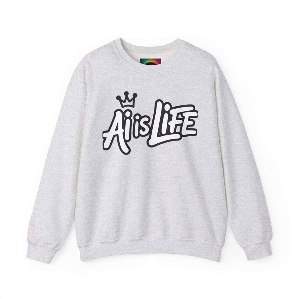 Ai is Life "CROWNED CURSIVE"— Streetwear Crewneck Sweatshirt