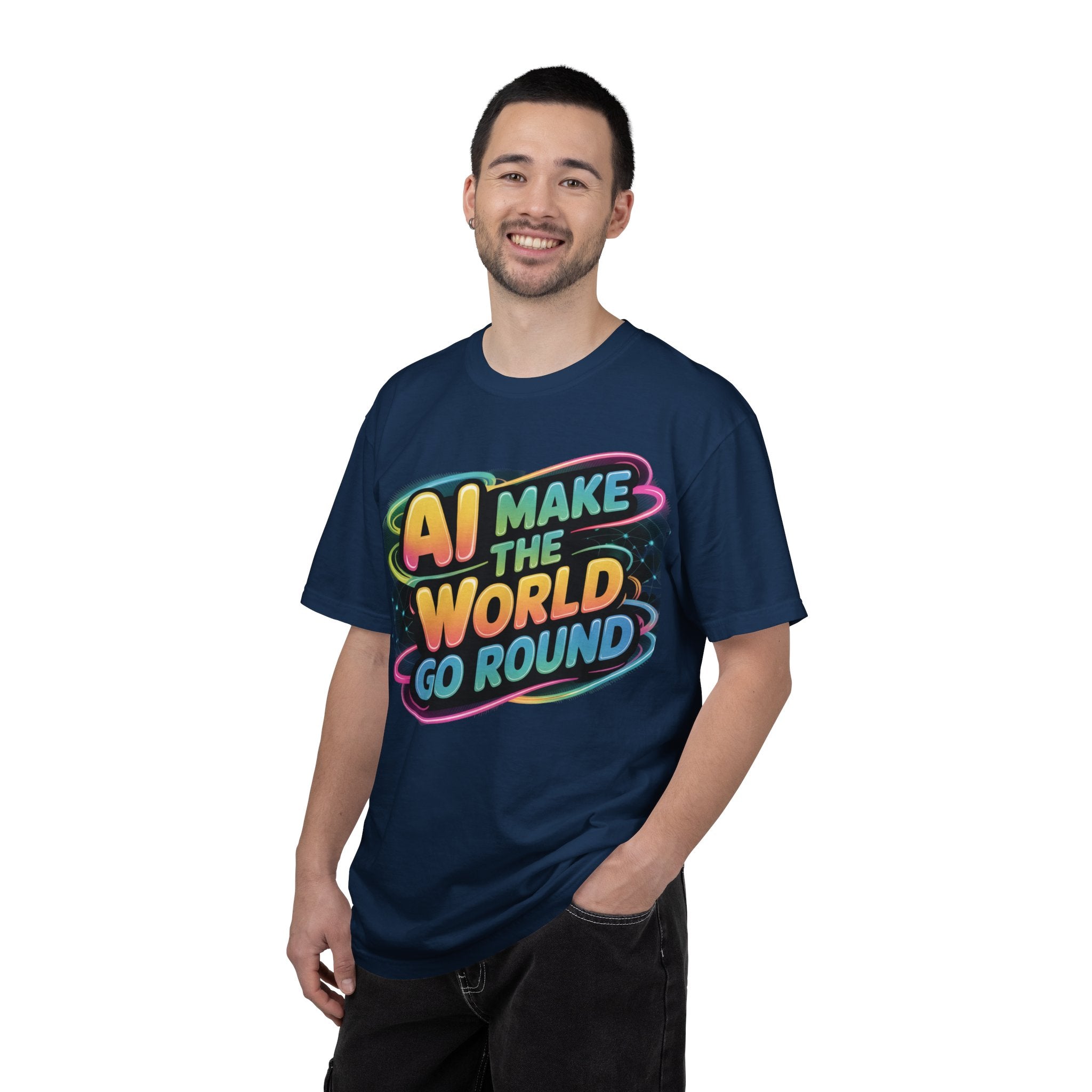 AI MAKE THE WORLD GO ROUND  "Techno Orbit" Unisex Garment-Dyed T-shirt