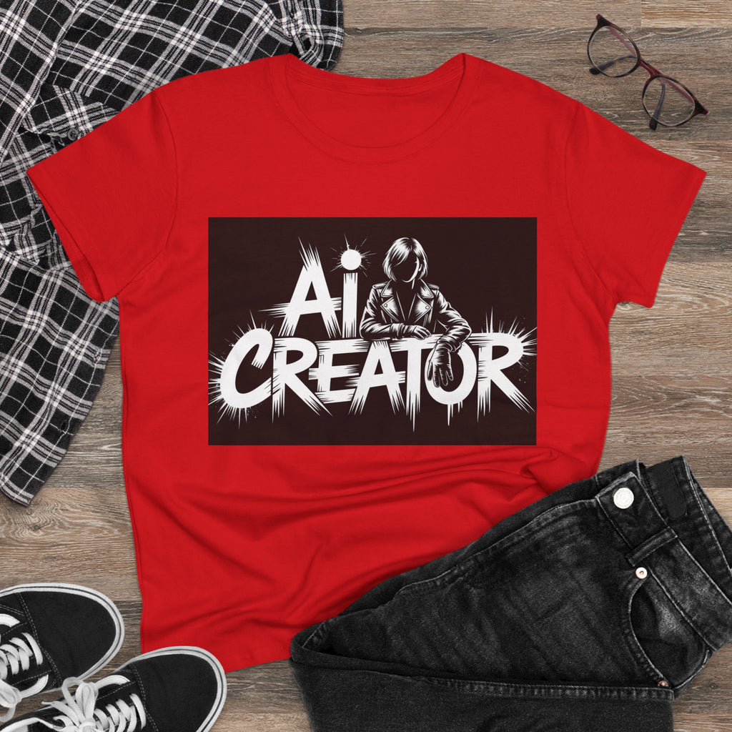 AI Creator  "Digital Rebel" Women's Midweight Cotton Tee