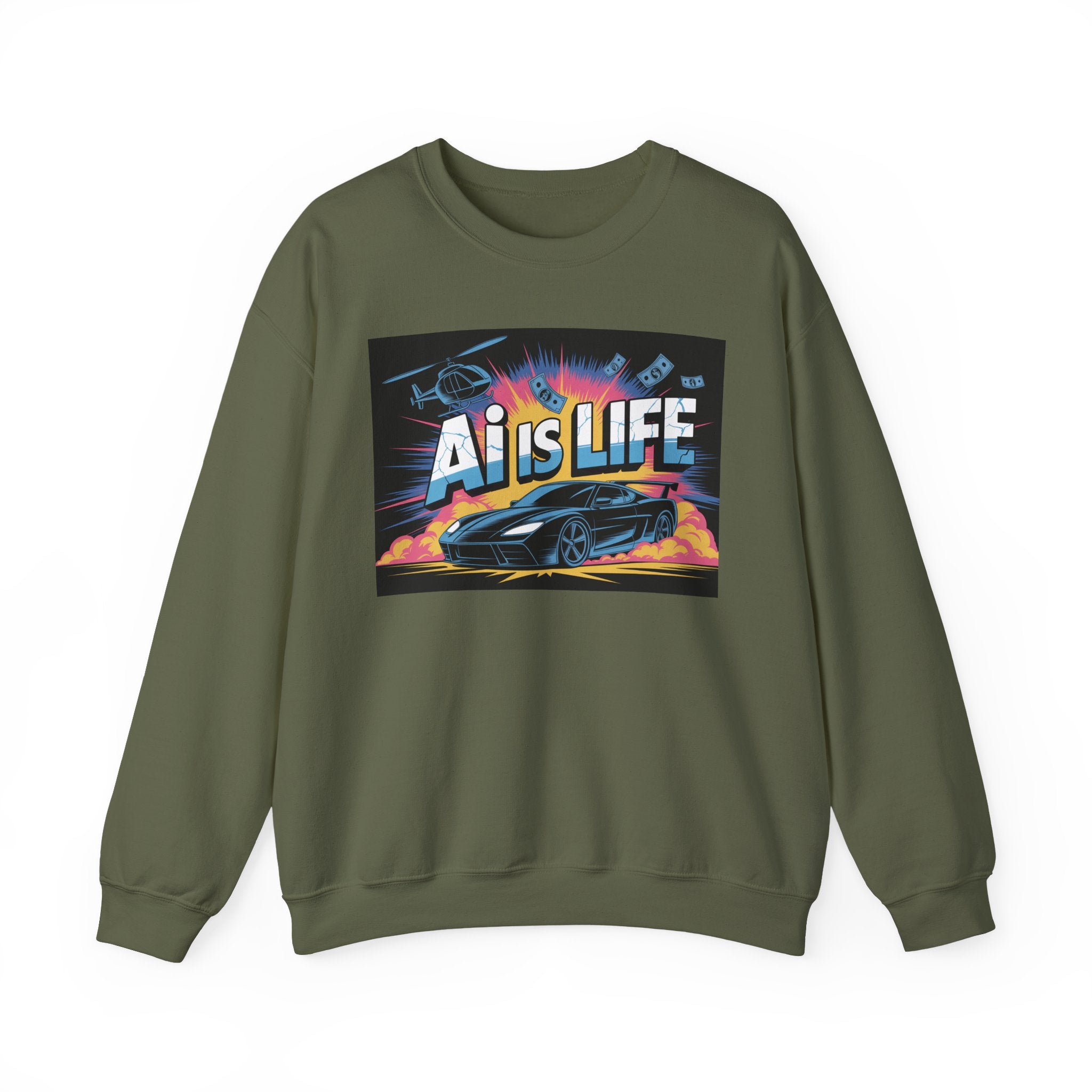 AI Is Life  "Action Mode”  Unisex Heavy Blend™ Crewneck Sweatshirt