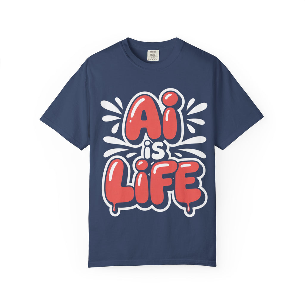 AI IS LIFE  " Neural Pop " Unisex Garment-Dyed T-shirt
