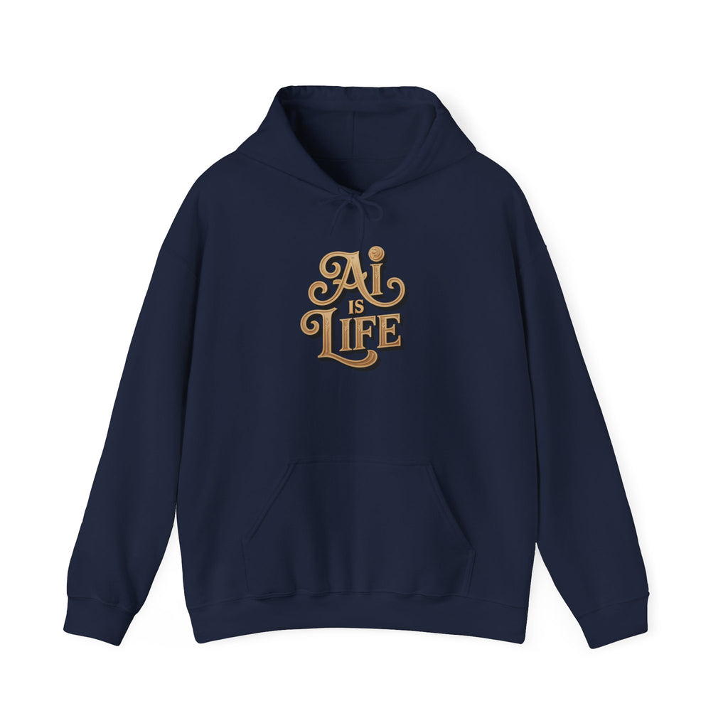 AI IS LIFE  "Golden Neuralwave"  Unisex Heavy Blend™ Hooded Sweatshirt