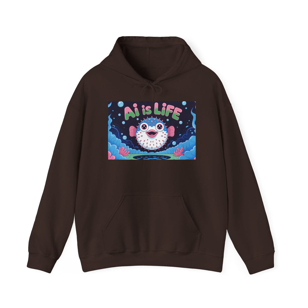 AI is LIFE “Happy Blowfish Energy” Unisex Heavy Blend™ Hooded Sweatshirt