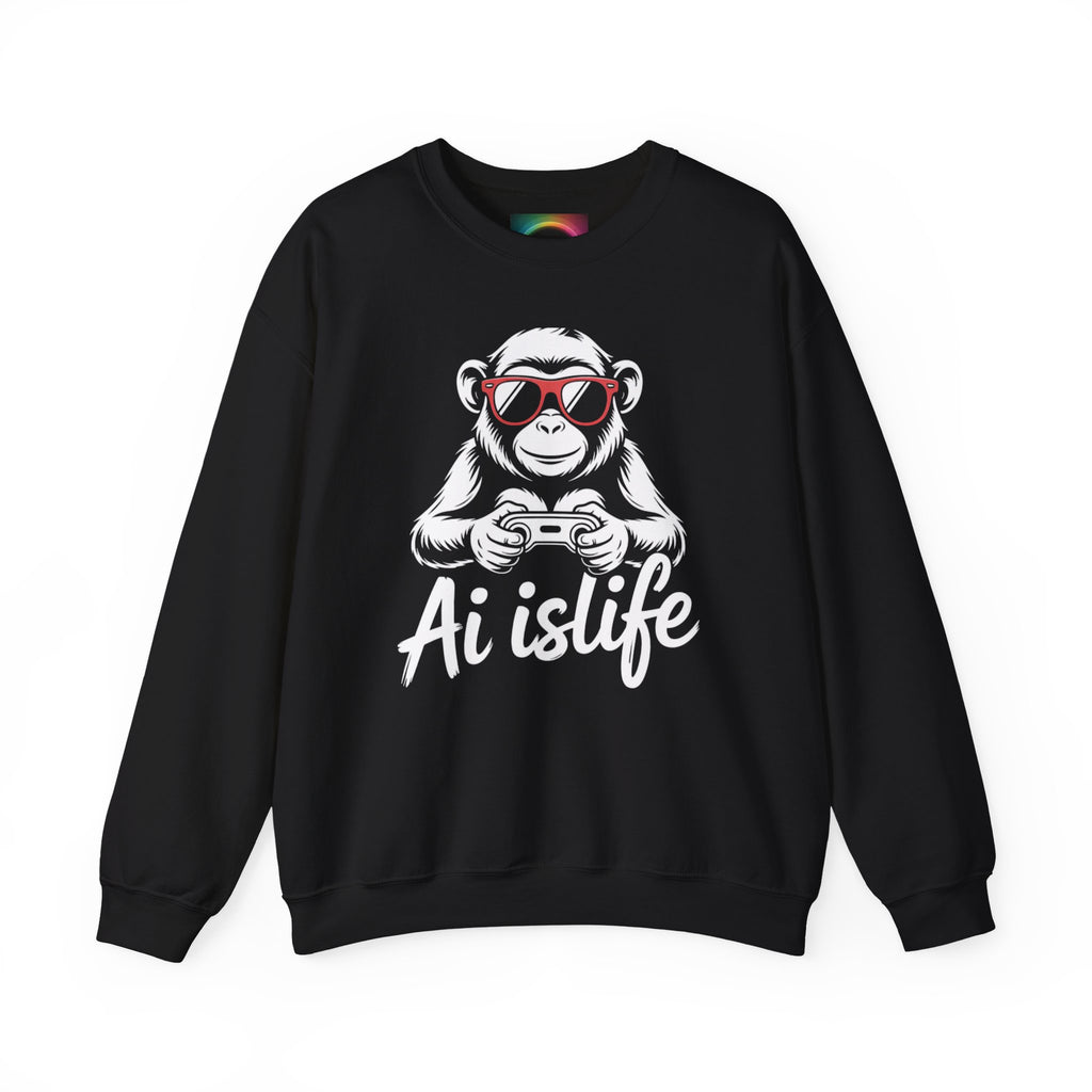 AI Is Life "GAMER CHIMP ELITE" Unisex Graphic Crewneck Sweatshirt