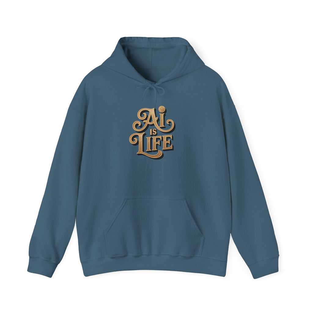 AI IS LIFE  "Golden Neuralwave"  Unisex Heavy Blend™ Hooded Sweatshirt