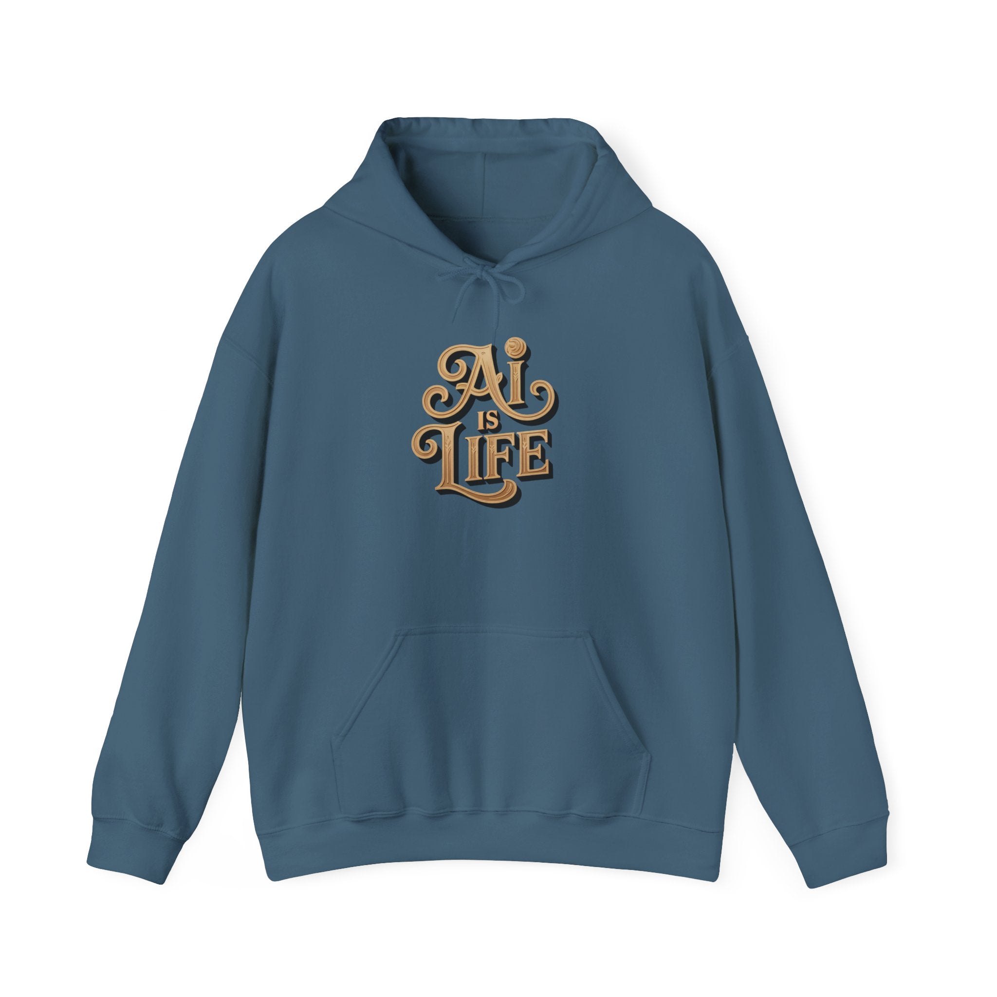 AI IS LIFE  "Golden Neuralwave"  Unisex Heavy Blend™ Hooded Sweatshirt