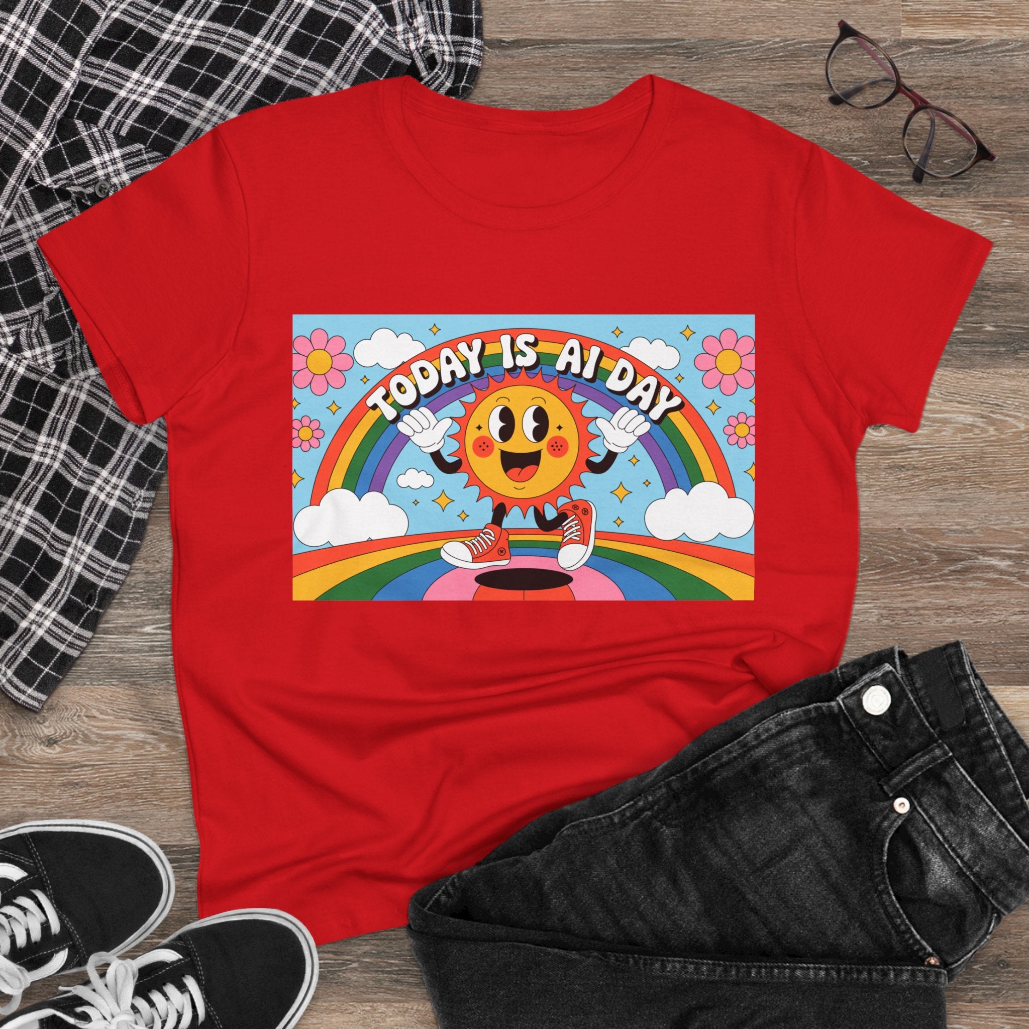 Today Is AI Day  "Sunshine Circuit" Women's Midweight Cotton Tee