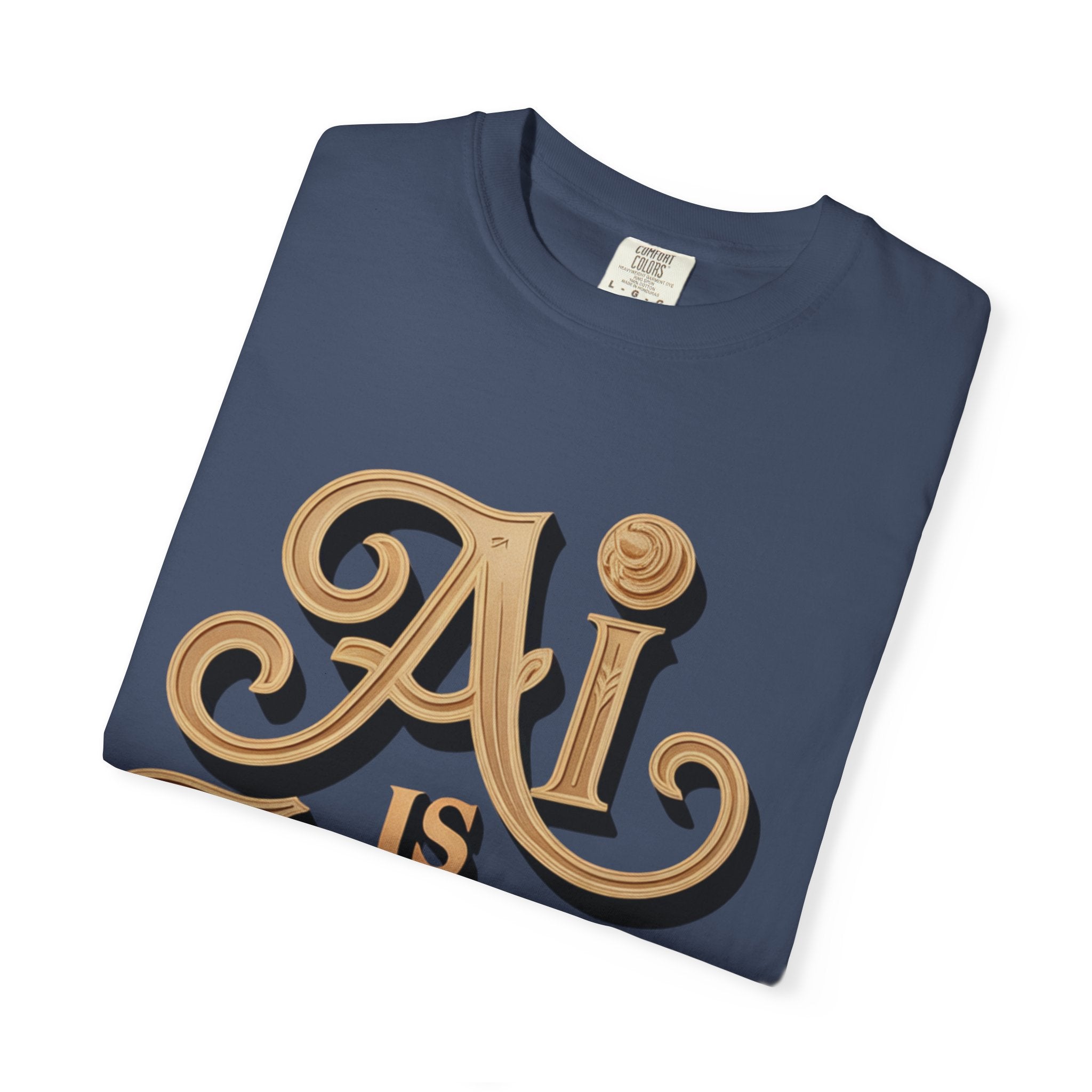 AI IS LIFE  " Golden Neuralwave "  Unisex Garment-Dyed T-shirt
