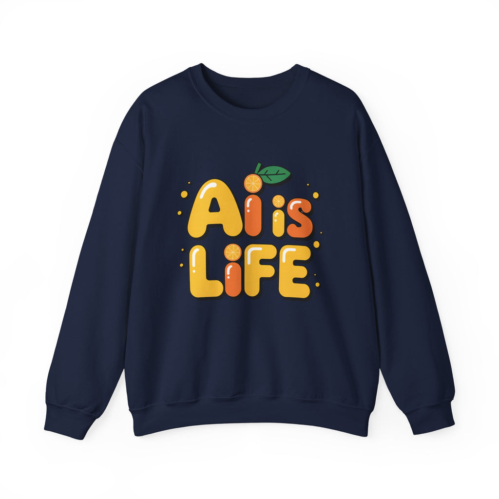 AI is LIFE  "Orange Overclock" Unisex Heavy Blend™ Crewneck Sweatshirt