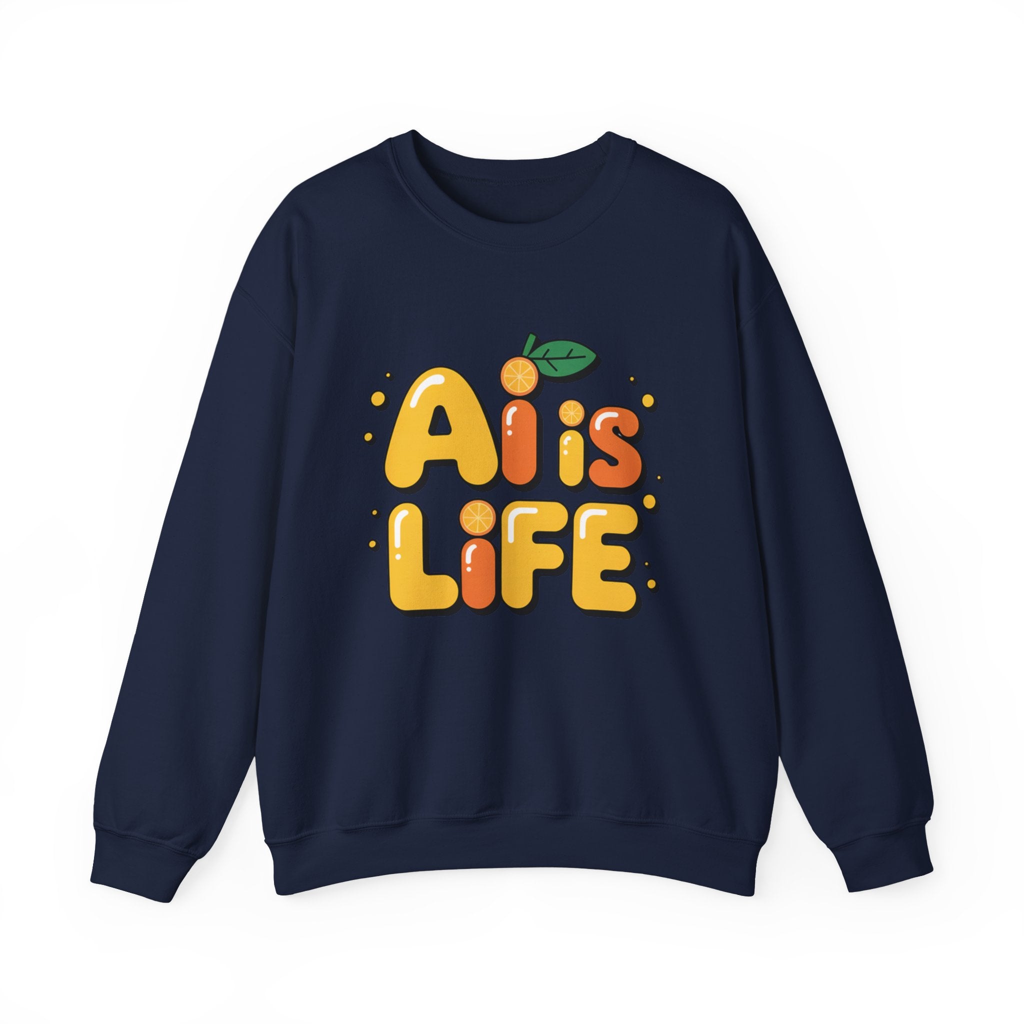 AI is LIFE  "Orange Overclock" Unisex Heavy Blend™ Crewneck Sweatshirt