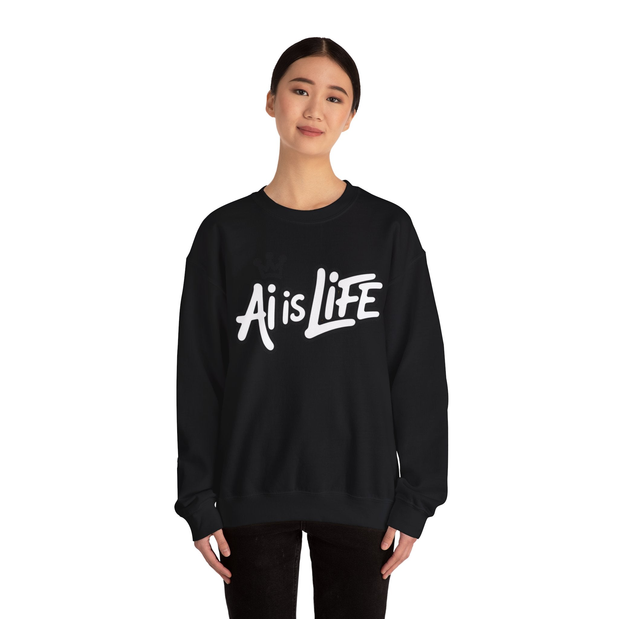 Ai is Life "CROWNED CURSIVE"— Streetwear Crewneck Sweatshirt