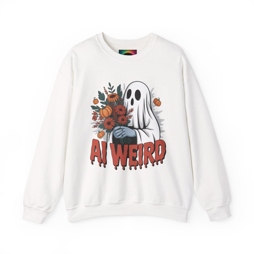 AI Weird "Glitch Garden  Ghost" Unisex Garment-Dyed Sweatshirt