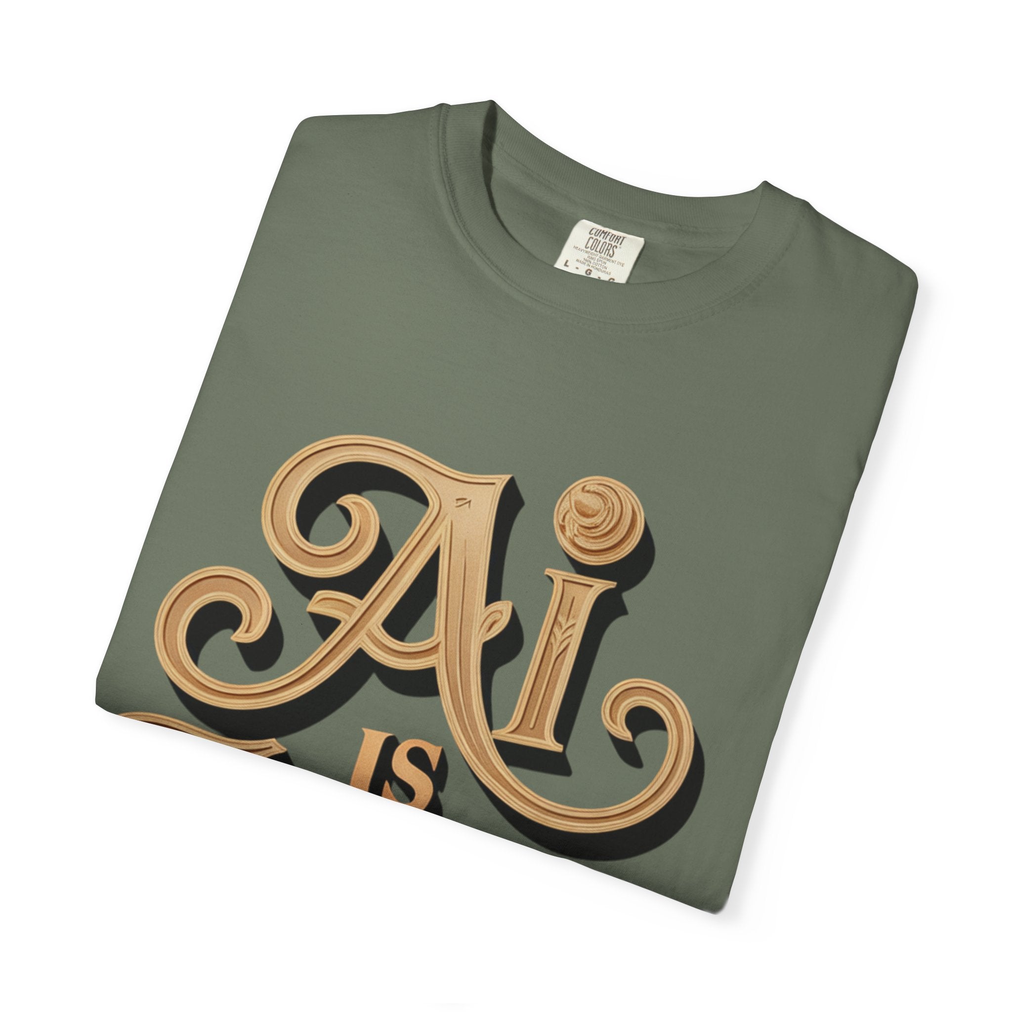 AI IS LIFE  " Golden Neuralwave "  Unisex Garment-Dyed T-shirt