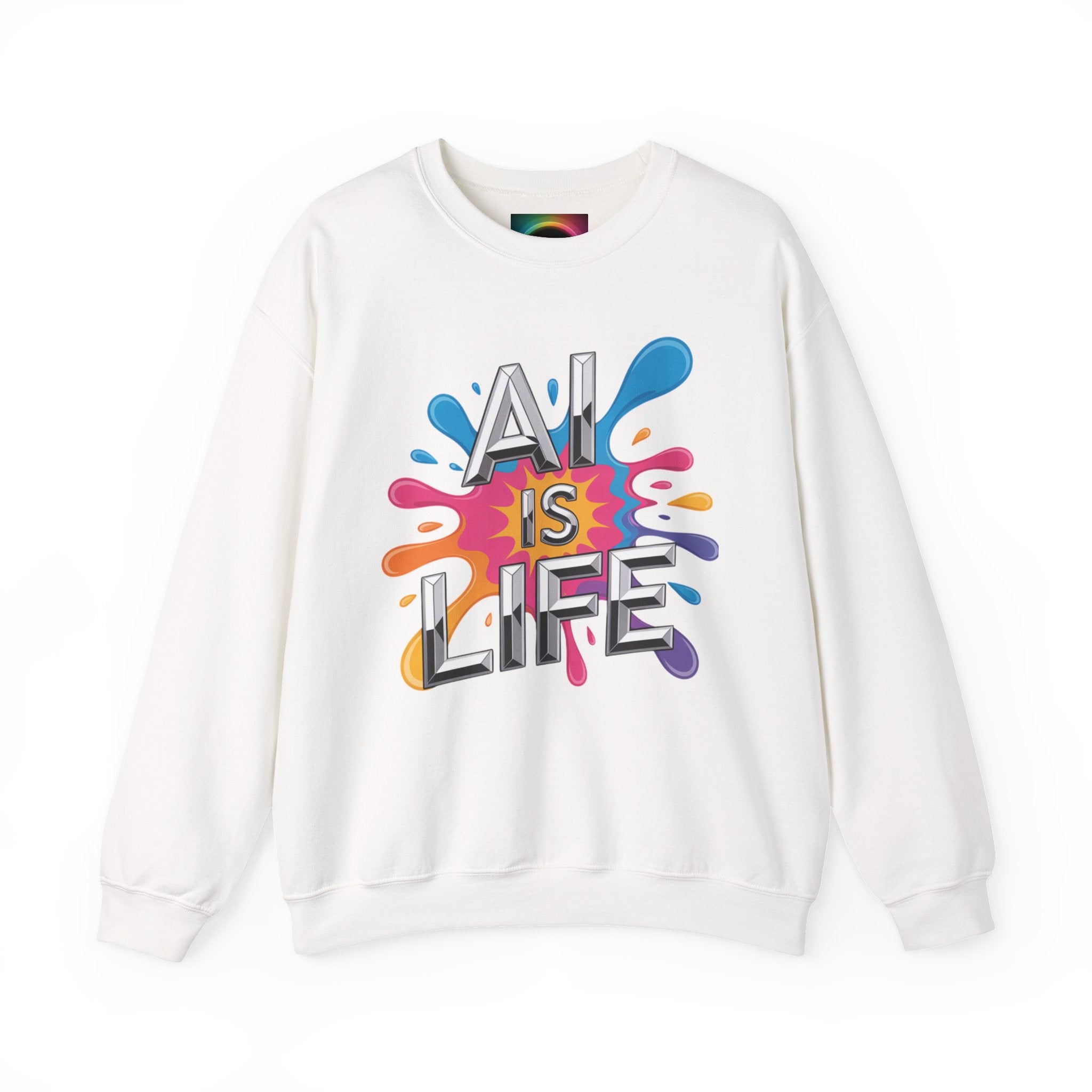 AI is Life "CHROME SPLATTER" Unisex Color Splash Graphic Crewneck Sweatshirt