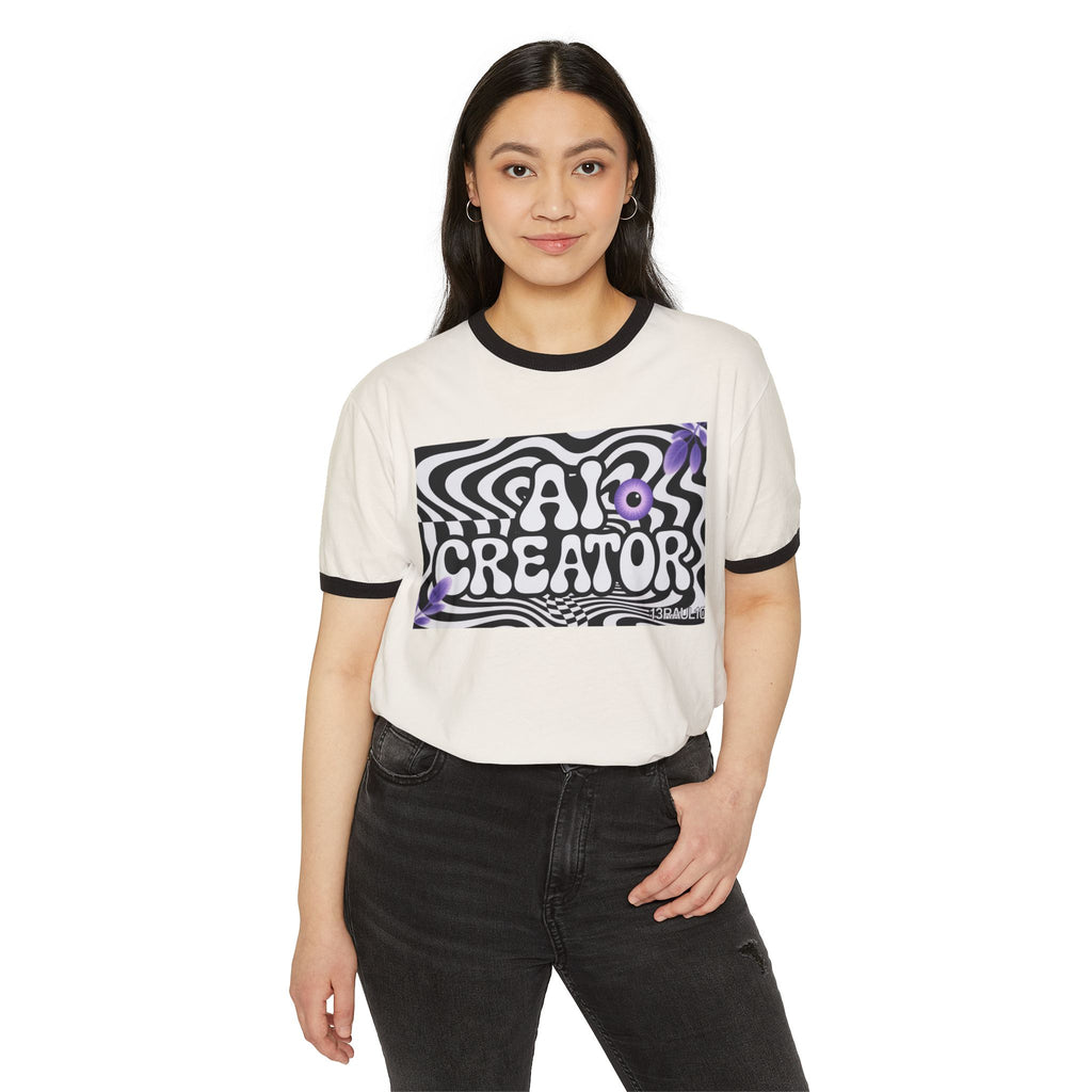 AI Creator  "Optic Loop" Unisex Cotton Ringer T-Shirt