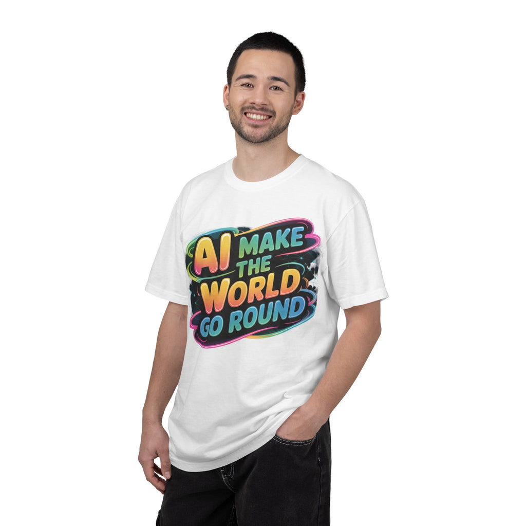 AI MAKE THE WORLD GO ROUND  "Techno Orbit" Unisex Garment-Dyed T-shirt