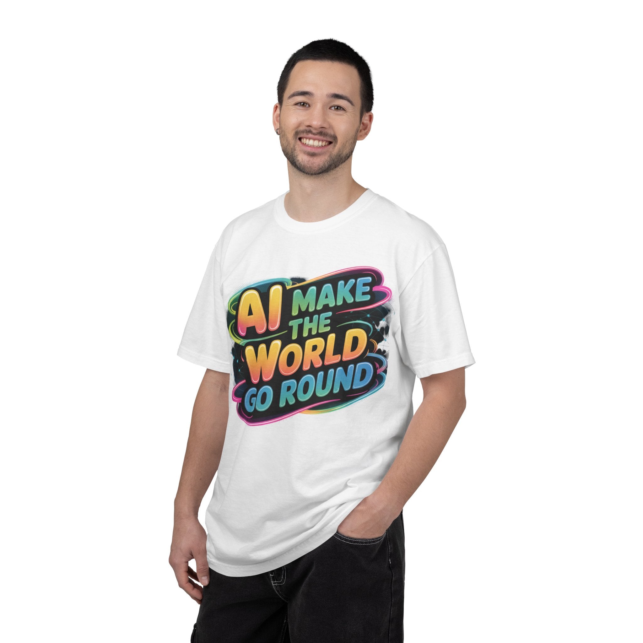 AI MAKE THE WORLD GO ROUND  "Techno Orbit" Unisex Garment-Dyed T-shirt