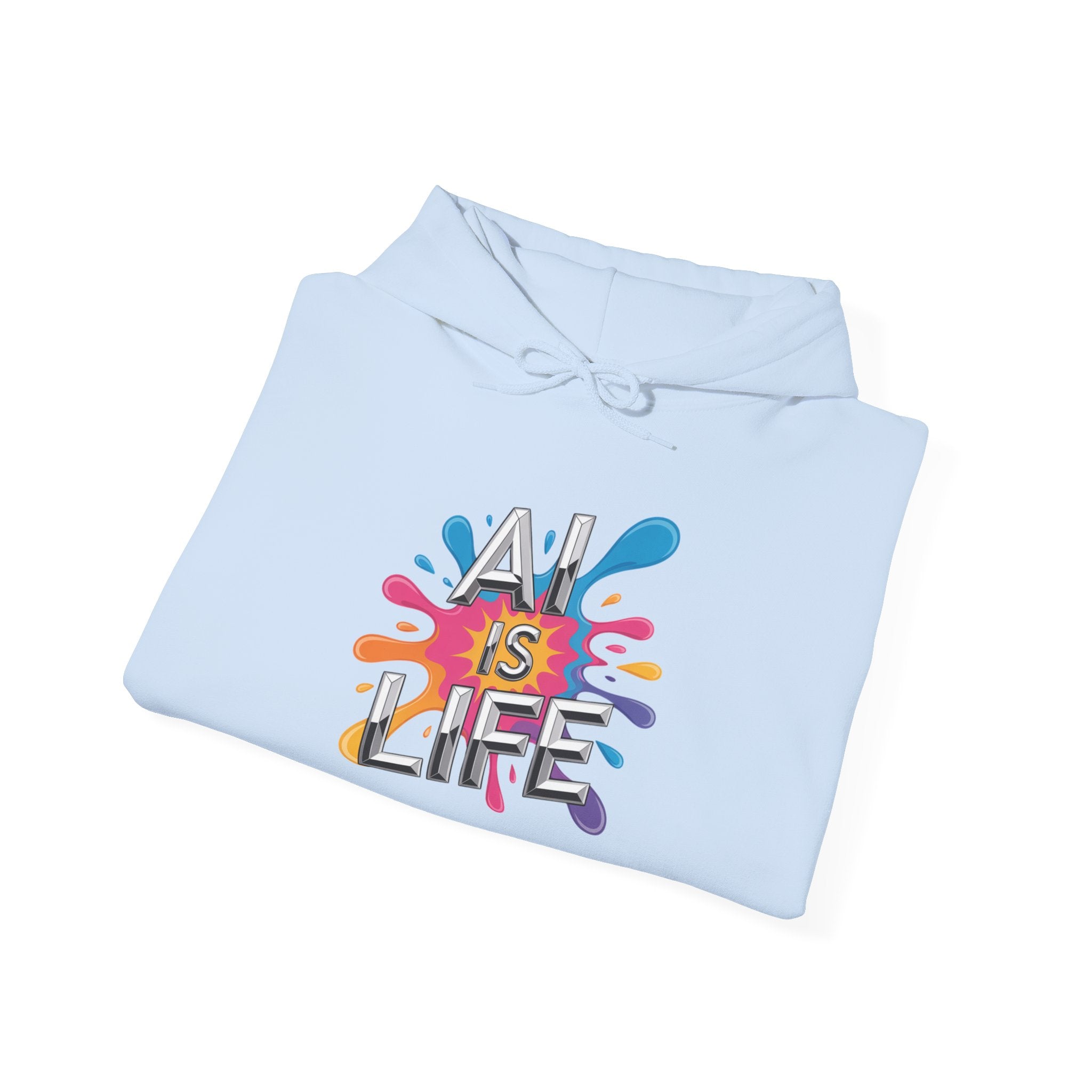 AI is Life "CHROME SPLATTER" Unisex Graphic Pullover Hoodie