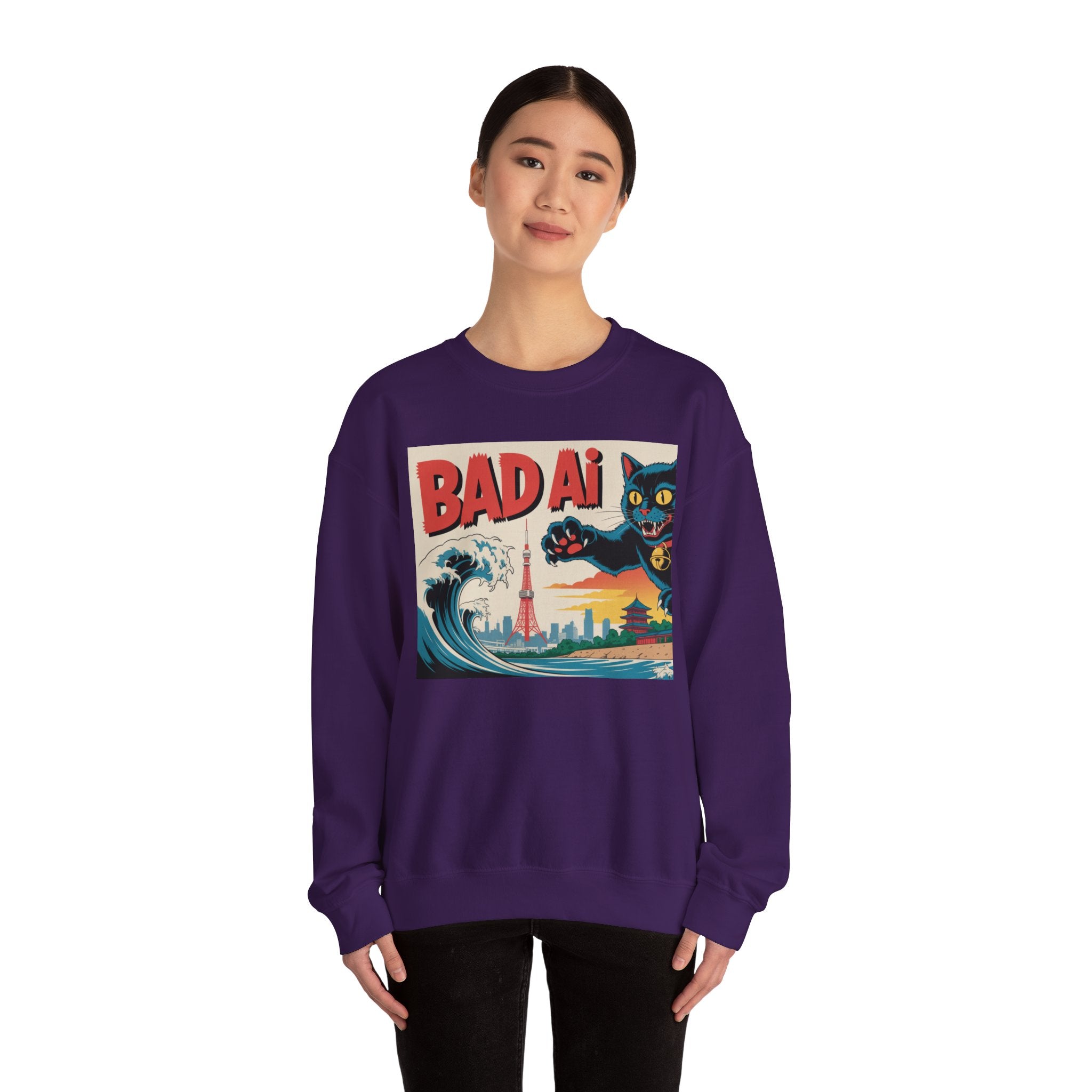 BAD AI  "Kaiju Kitty"  Unisex Heavy Blend™ Crewneck Sweatshirt