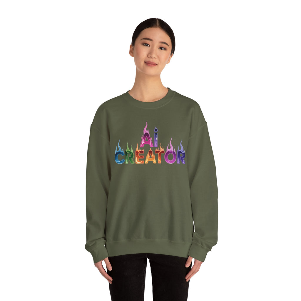 AI CREATOR  "Fire in the Code" Unisex Heavy Blend™ Crewneck Sweatshirt