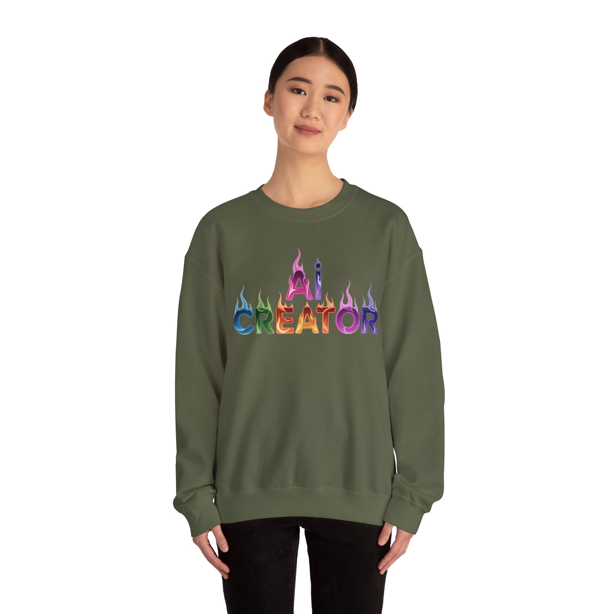 AI CREATOR  "Fire in the Code" Unisex Heavy Blend™ Crewneck Sweatshirt