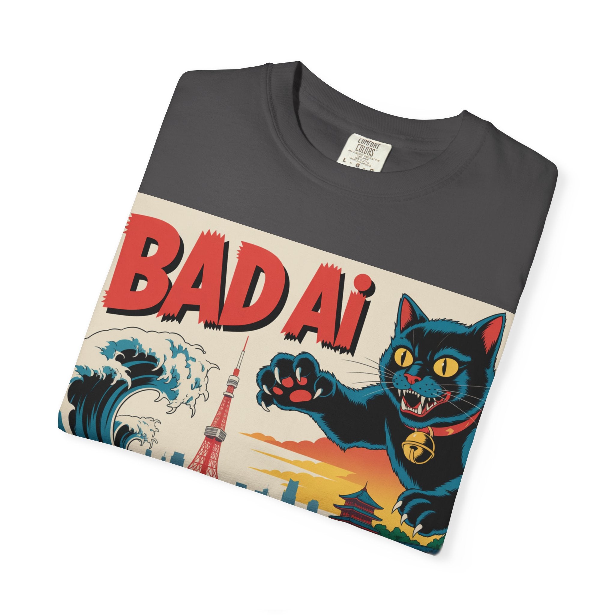 BAD AI  " Kaiju Kitty "  Unisex Garment-Dyed T-shirt