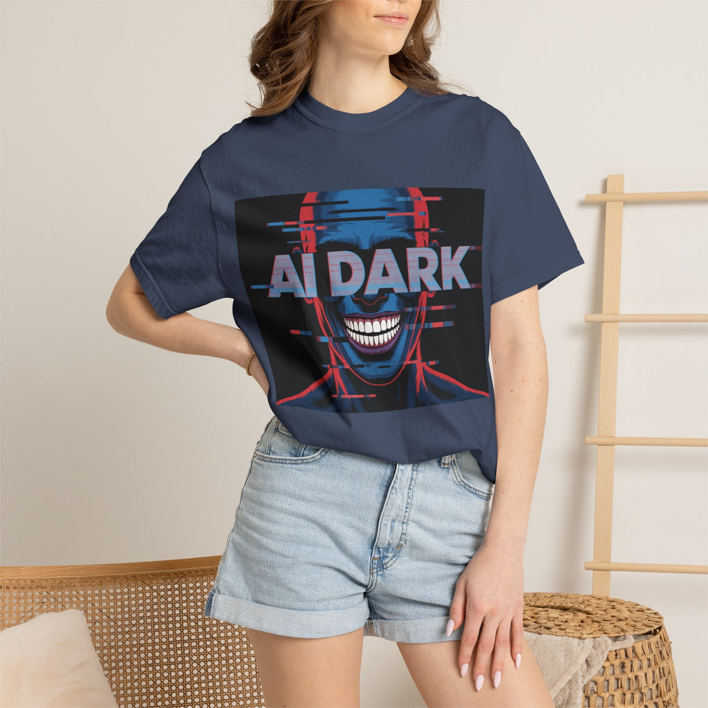 AI DARK " Deepcore Distortion — Cyberpunk Smiling Skull Tee