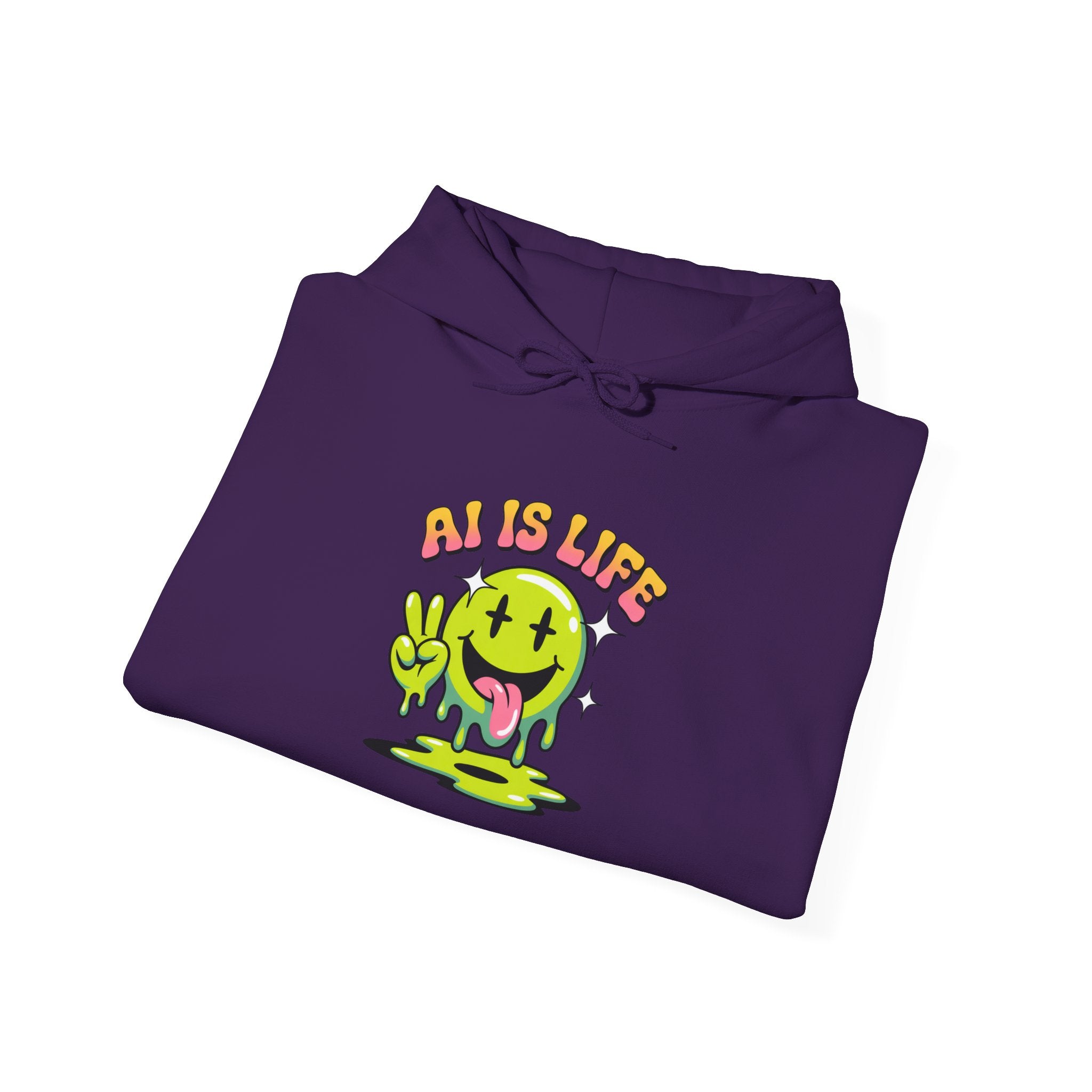 AI IS LIFE  " Happy Glitch "  Unisex Heavy Blend™ Hooded Sweatshirt