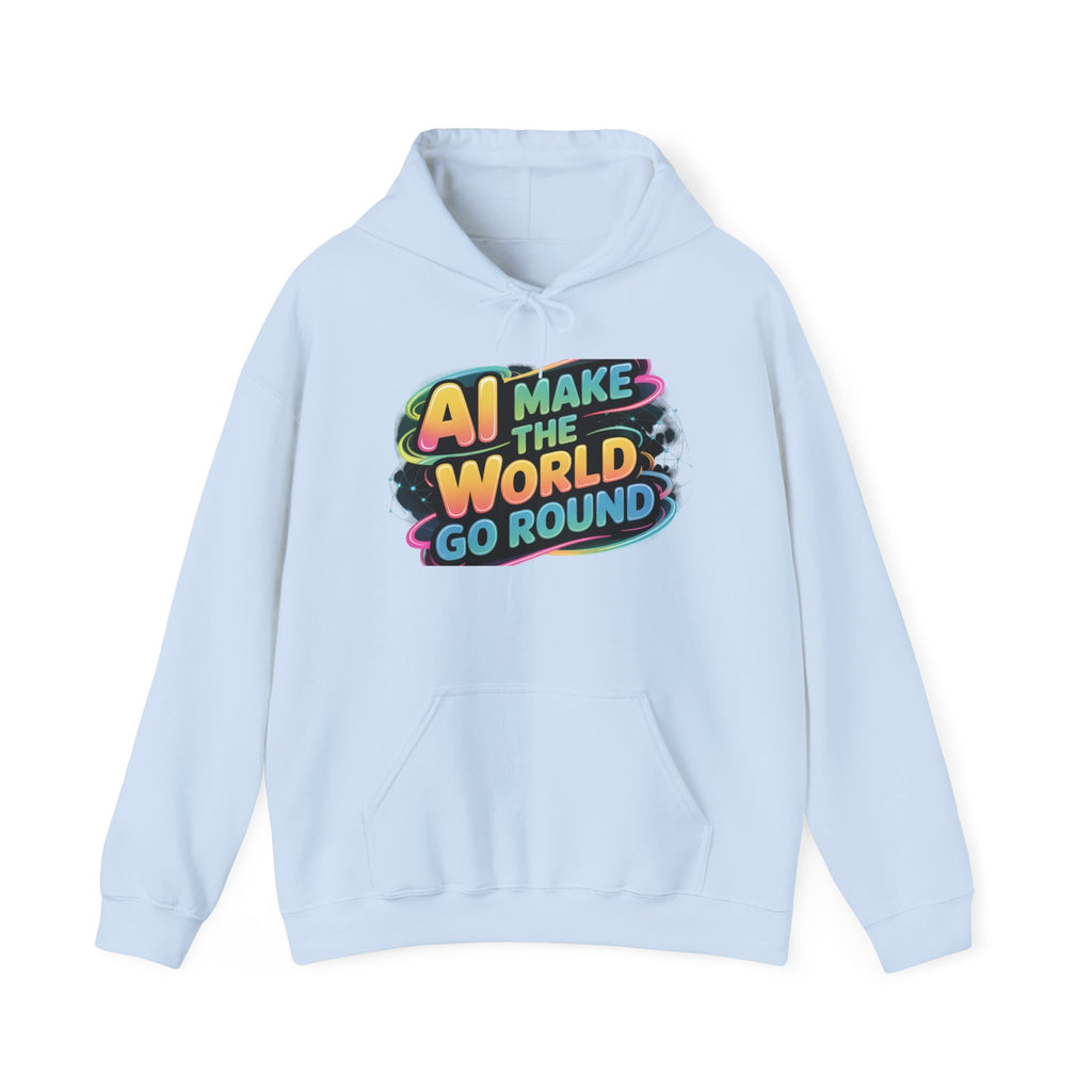 AI MAKE THE WORLD GO ROUND  "Techno Orbit" Unisex Heavy Blend™ Hooded Sweatshirt