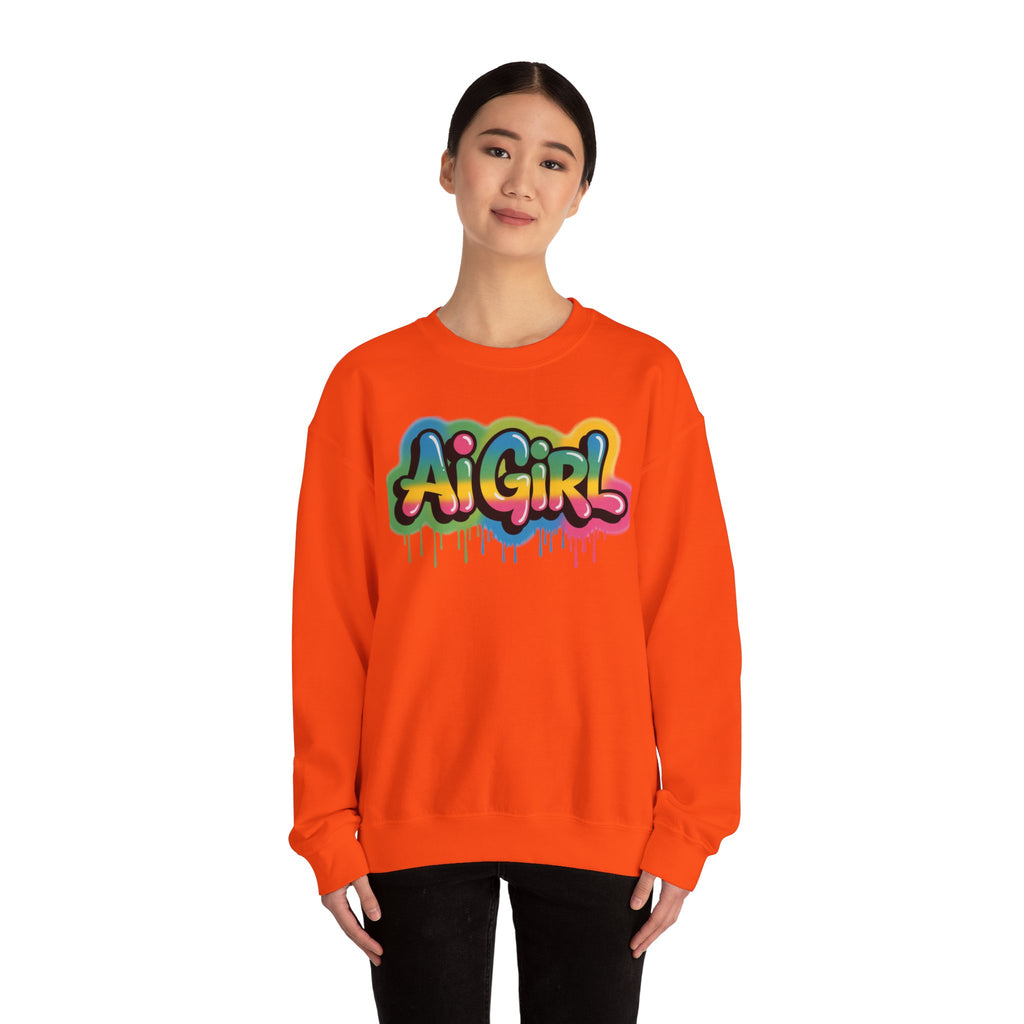 Ai Girl "Graffiti Glow" Unisex Heavy Blend Crewneck Sweatshirt